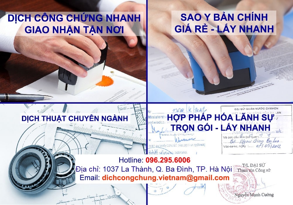 địa chỉ dịch vụ công chứng tại Hà Nội